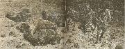 hedins expedition under en sandstorm langt inne i takla makanoknen i april 1894, william r clark